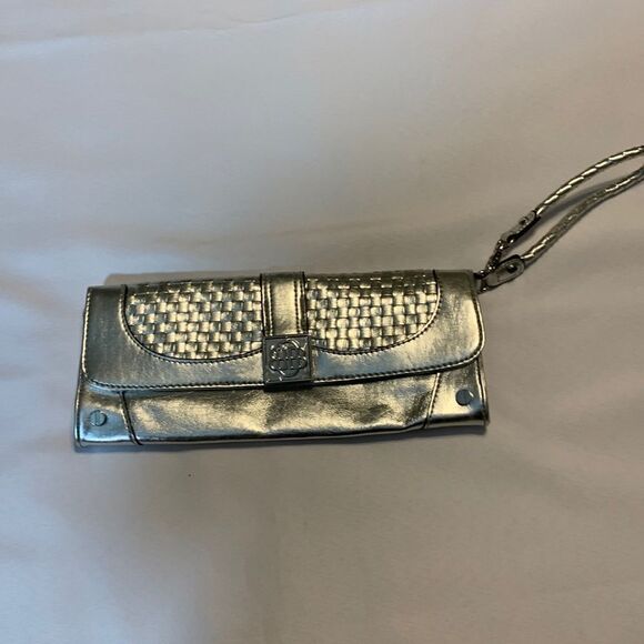 Dana Buchman silver evening bag/clutch/wristlet - Picture 1 of 9